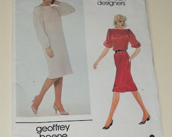Size 14 Bust 36 Uncut Sewing Pattern Vogue 1303 Geoffrey Beene American Designer Women's Loose-Fitting A-Line  Dress