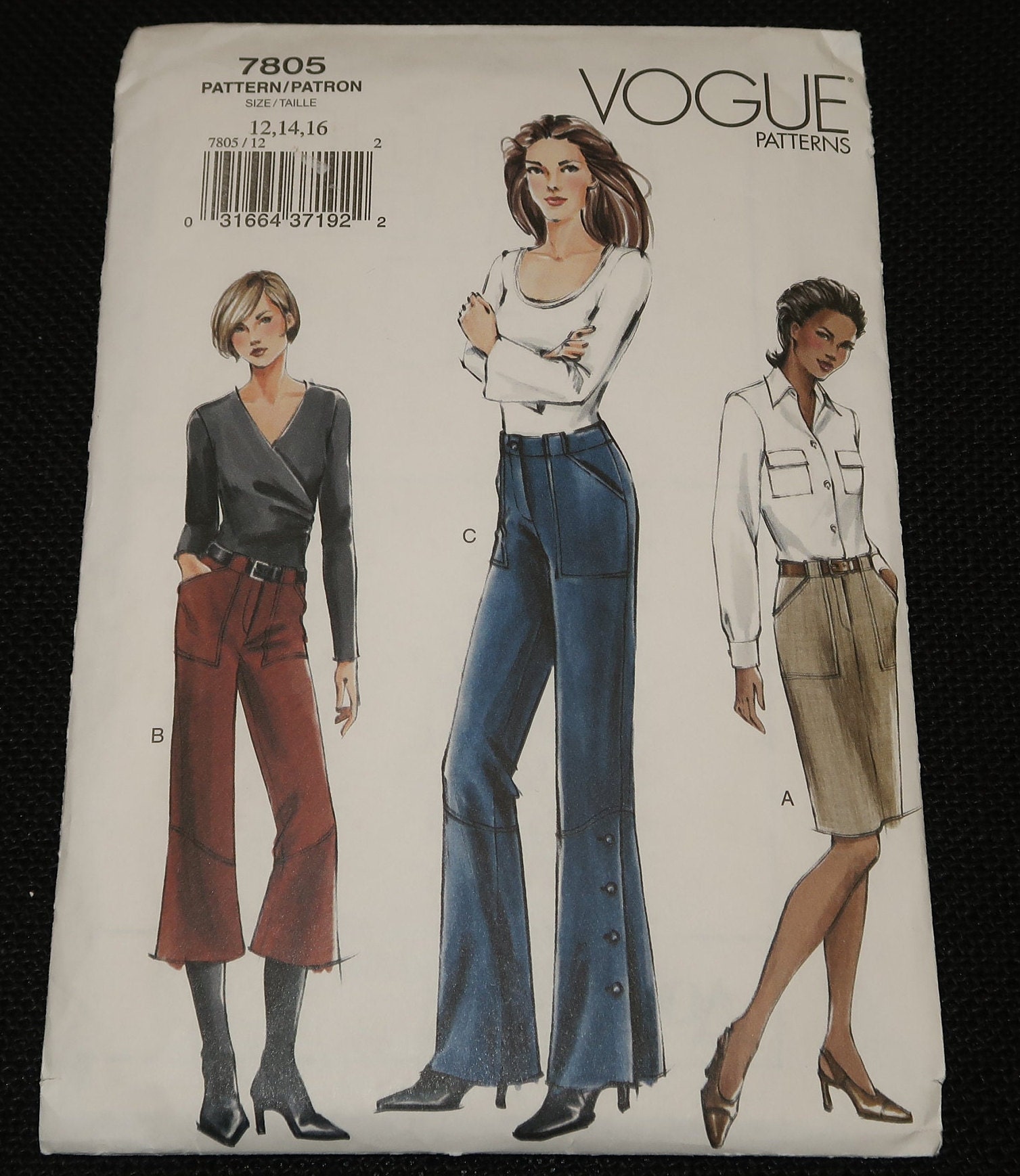 Uncut 12-14-16 Vogue 7805 Misses/Petite Skirt and Pants Pattern