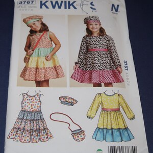 Uncut Girls 4-8 Dress, Purse and Hat Pattern, Kwik Sew 3767 image 1