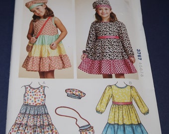 Uncut Girls 4-8 Dress, Purse and Hat Pattern, Kwik Sew 3767
