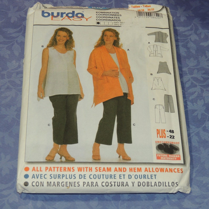 Jacket Pattern Uncut 8 to 22 Burda 8620 Top Pants