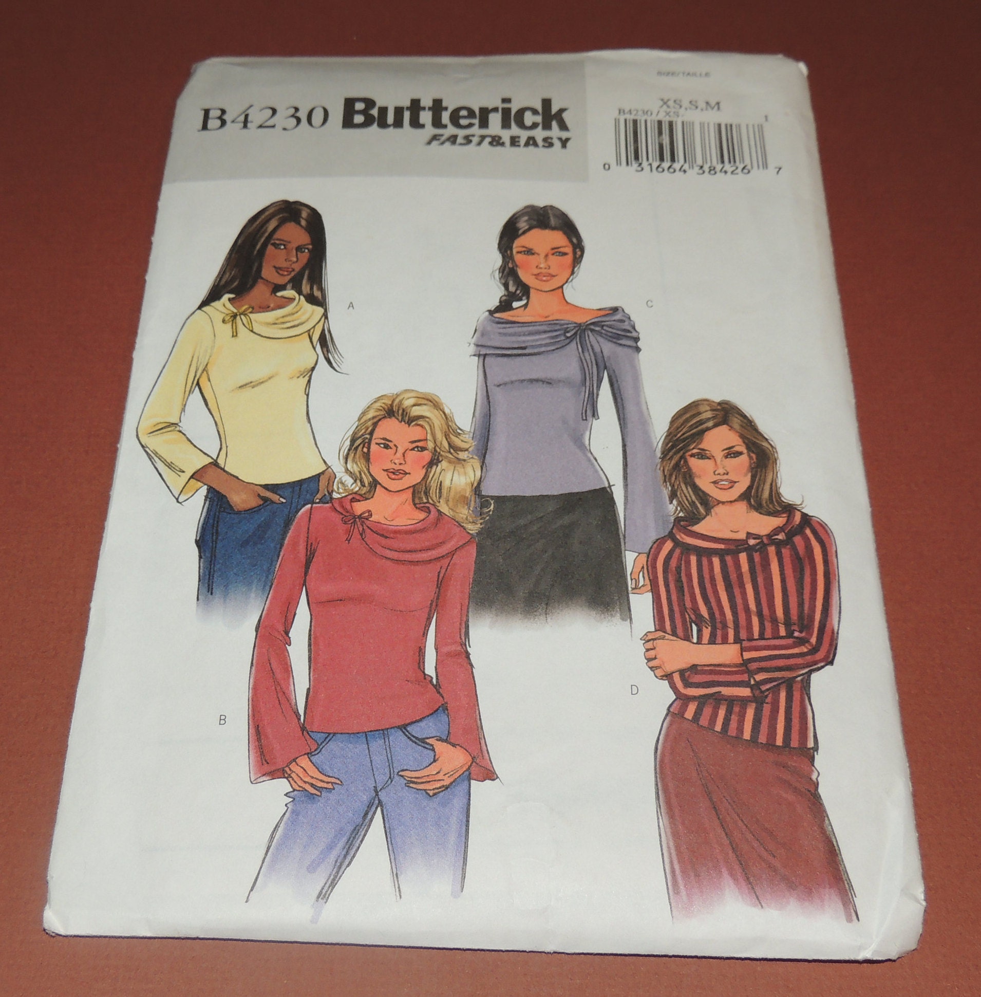 Uncut XS,S,M Butterick 4230 Fast and Easy Blouse Pattern - Etsy