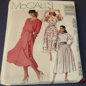 Uncut 10-12 McCalls 4872 Misses Dress with Sash Pattern dated 1990