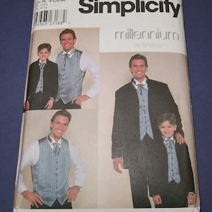 Uncut S-L/S-XL Simplicity 8807 Millennium Boys and Mens Jacket, Vest and Ascot Pattern