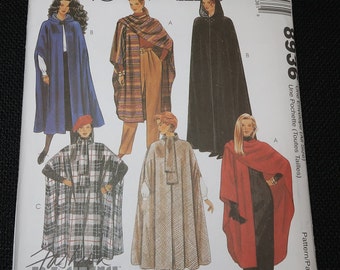 Uncut one size Easy McCall's 8936 Misses Capes pattern