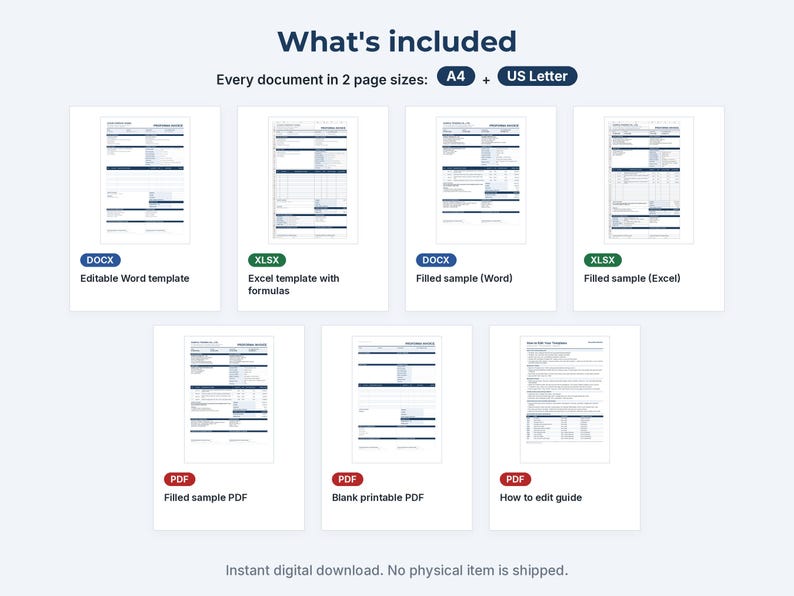 Proforma Invoice Tracker Proforma Invoice Template, Editable Word Excel Google Sheets, Export ...