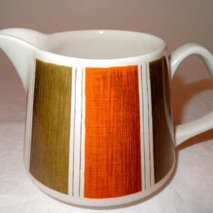 LORD NELSON WARE Bermuda Pattern Jug, 1960s iconic china jug, olive and orange vintage jug