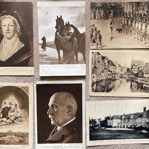 Set of 10 rare antique french postcards dating between 1910-1940, Carte Postales