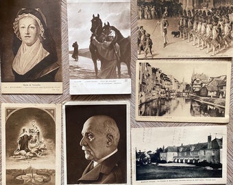 Set of 10 rare antique french postcards dating between 1910-1940, Carte Postales