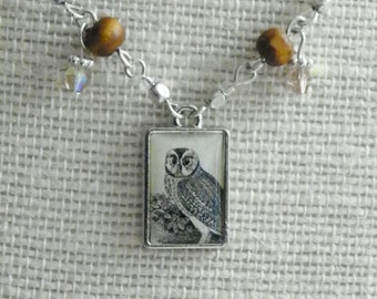 Silver plated Owl charm Woodland motif Necklace