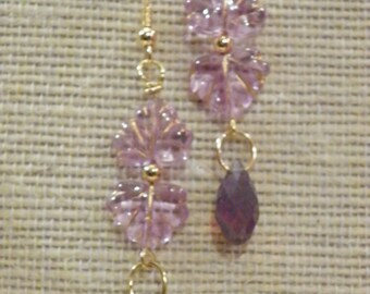 Violet Swarovski crystals Hypo Allergenic Gold plated earwires