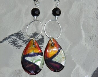 Glass pendant earrings, Hypo allergenic ear wires