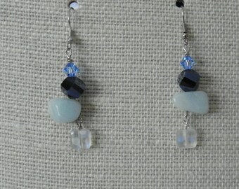 Semi presious stones Swarovski crystals Blue, Green colors