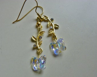 Whimsical Swarovski crystal butterfly earrings