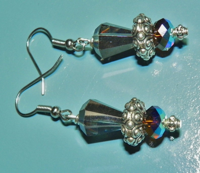 Black Diamond Art deco Swarovski crystal elegant earrings image 1