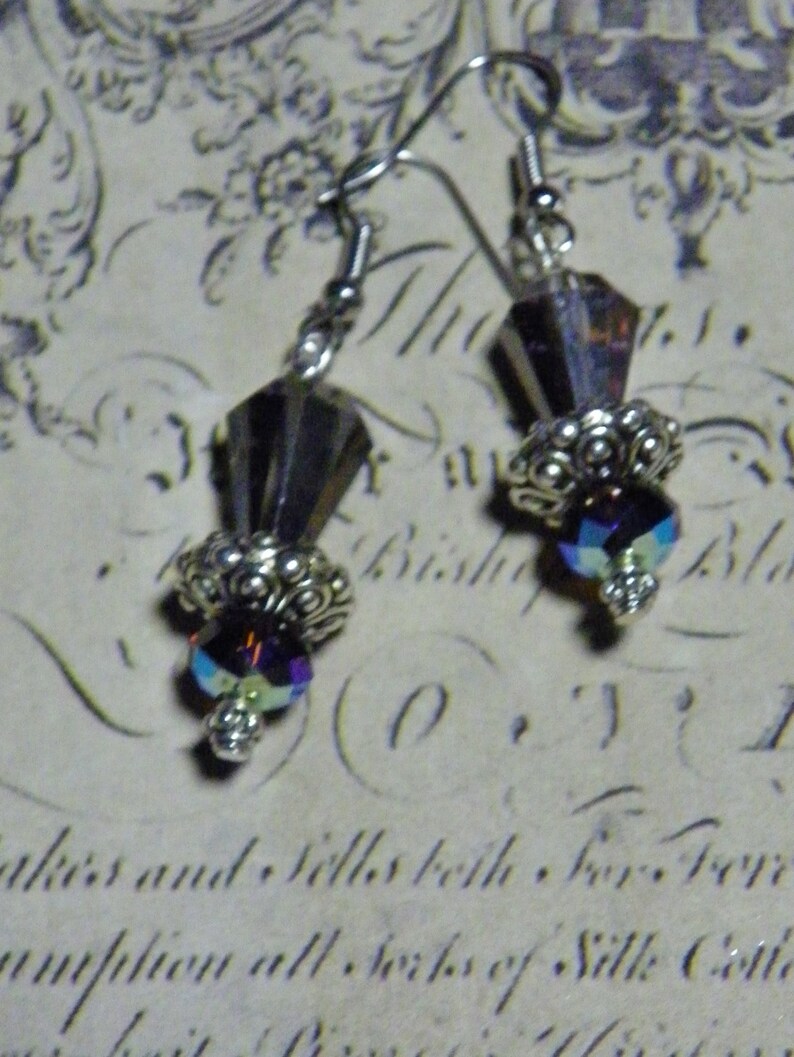 Black Diamond Art deco Swarovski crystal elegant earrings image 5