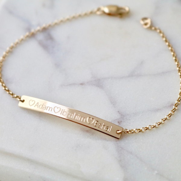 PERSONALIZED Skinny Bar Bracelet - Engraved Bar Bracelet, Coordinates Bracelet, Custom Name Bar Bracelet, Roman Numerals, FREE ENGRAVING