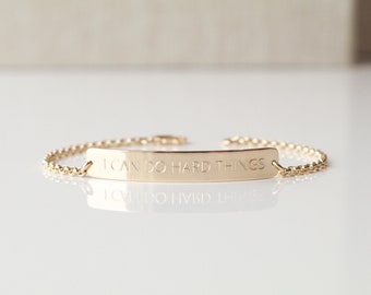 Personalized 14K Gold-Filled Bar Bracelet - Engraved Name Bracelet, Roman Numerals, GPS Coordinates, Custom Bar Bracelet, FREE ENGRAVING