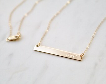 Dainty Bar Necklace - Personalized Bar Necklace, Roman Numerals, Custom Engraved Bar Necklace, Gift for her, FREE ENGRAVING
