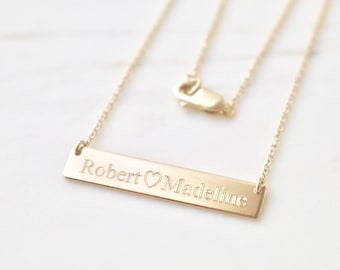 Personalized Bar Necklace - Premium Bar Necklace, Custom Name Bar Necklace, Gold Bar Necklace, Horizontal Bar Necklace, FREE ENGRAVING