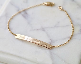 PERSONALIZED Skinny Bar Bracelet - Engraved Bar Bracelet, Coordinates Bracelet, Custom Name Bar Bracelet, Roman Numerals, FREE ENGRAVING