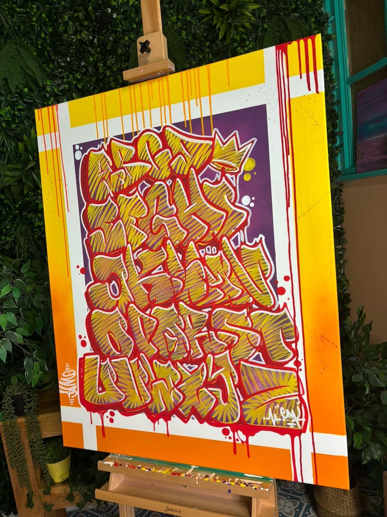 Graffiti Alphabet Original Painting, Large Canvas 32x40 In, Spray Paint ...