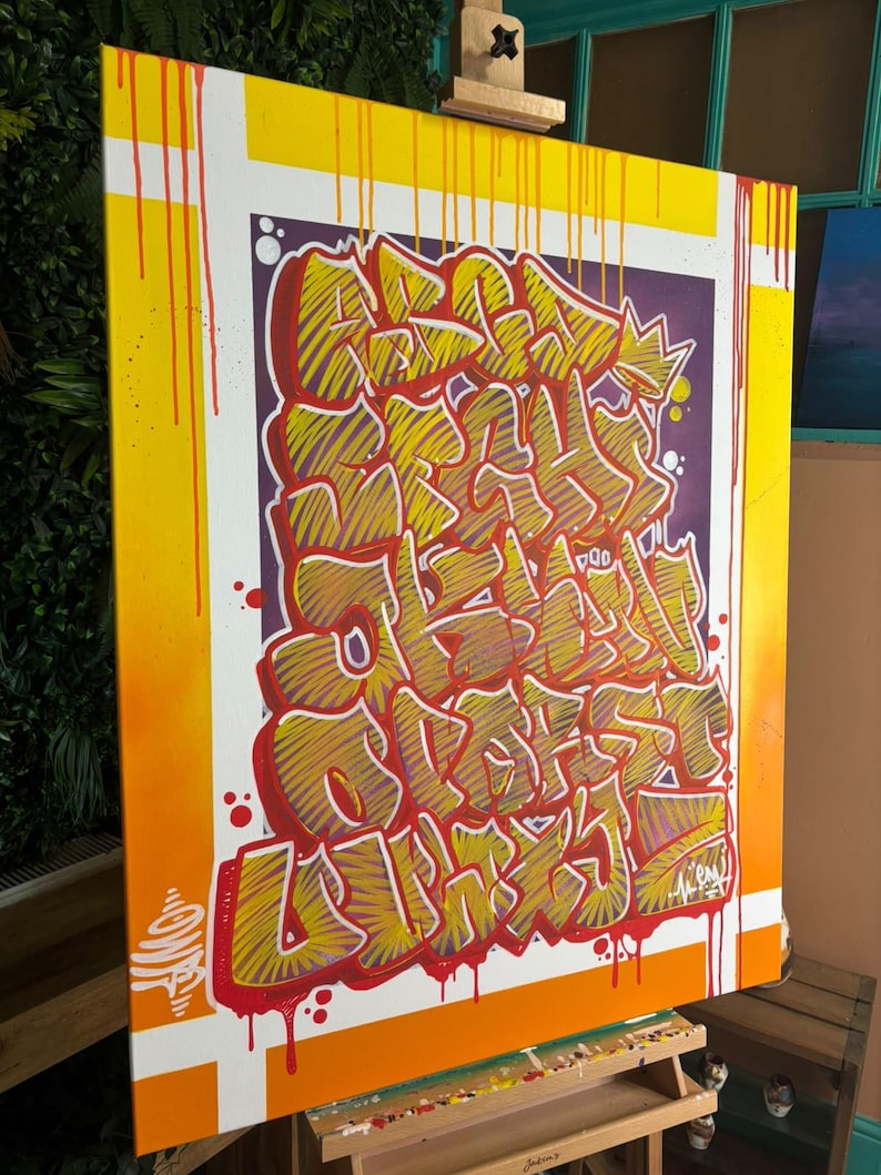Graffiti Alphabet Original Painting, Large Canvas 32x40 In, Spray Paint ...