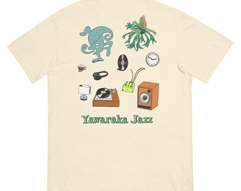 Yawaraka Jazz Room Tee, Big Back Print, Comfort Colors 1717 Garment-Dyed Heavyweight T-Shirt