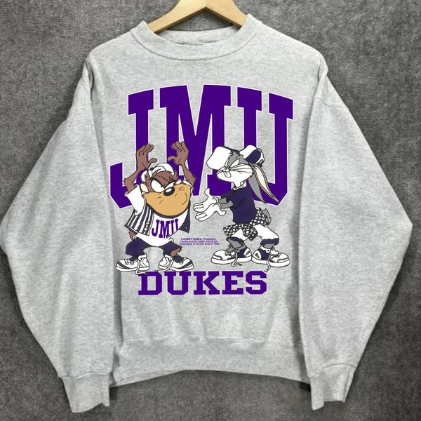 Vintage James Madison University Dukes Looney Tunes Sweatshirt, JMU Shirt, NCAA Basketball,Vintage Shirt,Unisex Shirt Sweatshirt