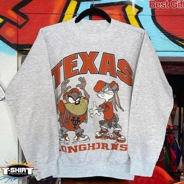 Vintage Texas Longhorns Looney Tunes Sweatshirt, University of Texas Shirt, UT Shirt, NCAA Basketball, Vintage Shirt,Unisex Shirt Sweatshirt