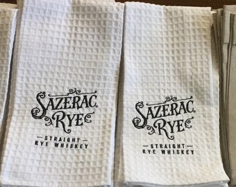 White waffle  KitchenTowels with Exclusive Sazerac trademark Set of 2