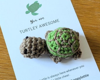 Turtley Awesome Pocket Hug, Tortoise Gift, Pocket Token, Crochet Comfort Animal