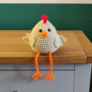 Chicken Shelf Sitter, Hen Gift, Shelf Buddy, Chicken Ornament, Figurine, Plush, Chicken Home Decor, Hen on Nest, image 1