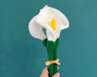 Mother's Day Gift, Artificial Calla Lilly Bouquet, Crochet Calla Lily Gift, White Calla Lilly Bulb, Flower Arrangement, Fake Lillies Flowers