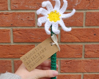Teacher Gift, Daisy Flower Gift, Gift for Teachers, Blooming Brilliant Teacher, Personalised Teaching Assistant Gift, Artificial Daisy