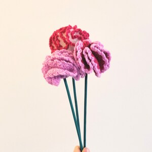 Pink Carnation Bouquet, Crochet Flowers, Handmade Flower Arrangement, Forever Flower Home Decor, Spring Flowers for Mum, Grandma Flowers