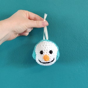Snowman Decoration, Crochet Snowman Face, Snowman Bauble, Christmas Snowman Ornament, Christmas Tree Baubles, Christmas Tree Decorations