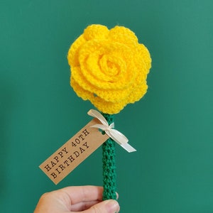 Meilenstein Geburtstag Rose Blume Geschenk, Sweet 16, 30, 40, 50, 60, 70, 80, 90, 100. Geburtstag, personalisierte Geschenk, Fake gelbe Rose