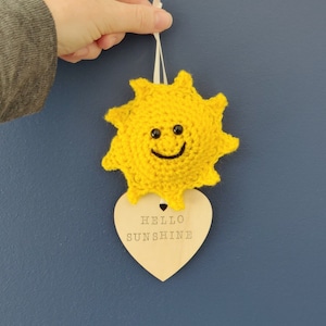 Hello Sunshine Door Hanger, Summer Hanging Decoration, Hello Sunshine Sign, Tiered Tray Decor, Yellow Sunshine Art, Nursery Sunshine Gift