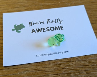 You're Turtly Awesome, Turtle, Tortoise Pocket Hug, Mini Turtle, Stocking Filler, Birthday Gift for Him Her, Valentine, Congratulations Gift
