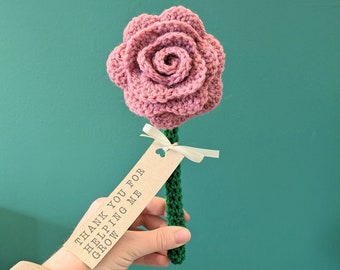 Rose Teacher Gift, Thank You for Helping Me Grow, Personalised Gift Tag