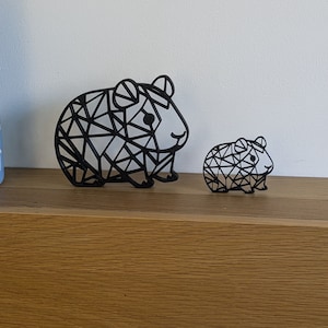 3D Printed Geometric Guinea Pig Figurine, Pet Memorial Keepsake