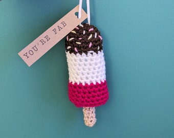 Regalo de ganchillo fabuloso para profesores: decoración de paletas heladas, decoración de verano para el hogar.