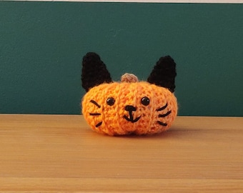 Black Cat Pumpkin, Halloween Decoration, Crochet Pumpkin, Black Cat Halloween Decor, Pumpkin Decorations, Cat Decor, Halloween Party