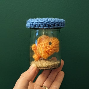 Mini-Aquarium, Häkelfisch, Spaß Geburtstagsgeschenk, Goldfischglas, personalisiertes Angelgeschenk, Haustier, Verzierung, Figur, Fisch-Denkmal