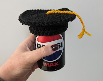Crochet Graduation Cap Bottle Topper, Mortarboard Decor