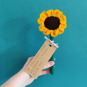 Crochet Sunflower Teacher Gift, Personalised Artificial Flower
