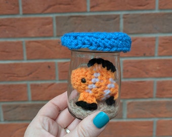 Crochet Clown Fish in Mini Fish Tank, Personalized Pet Memorial