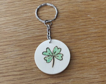 Good Luck Keyring, Four Leaf Clover Keyring, Four Leaf Clover Charm Key Chain, New Job, New School Gift, Good Luck in Exams Gift Keychain