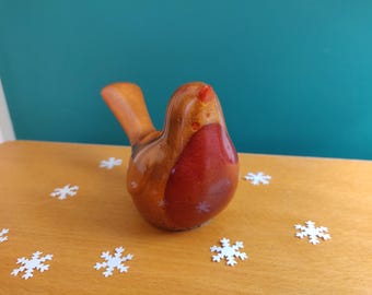 Resin Robin Ornament with Red Belly, Shelf Sitter Decoration